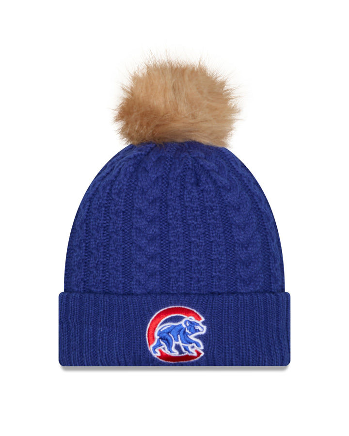Chicago Cubs New Era Women's Walking Bear Royal Blue Luxe Knit Cap Knits Ivy Shop