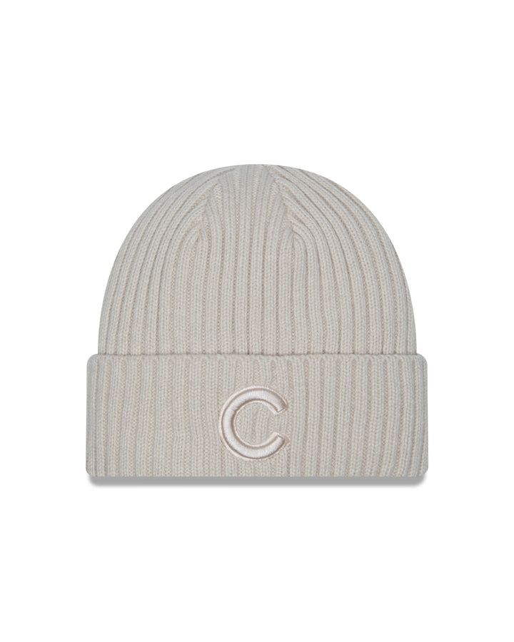 Chicago Cubs C Logo New Era Cream Knit Skull Cap Knits NEW ERA CAP COMPANY INC