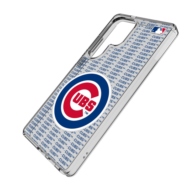 Chicago Cubs Text Backdrop Clear Phone Case for Samsung Galaxy Phone Cases Keyscaper