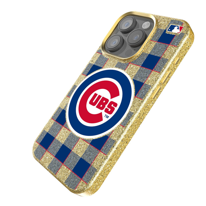 Chicago Cubs Plaid Bling Phone Case Phone Cases Keyscaper