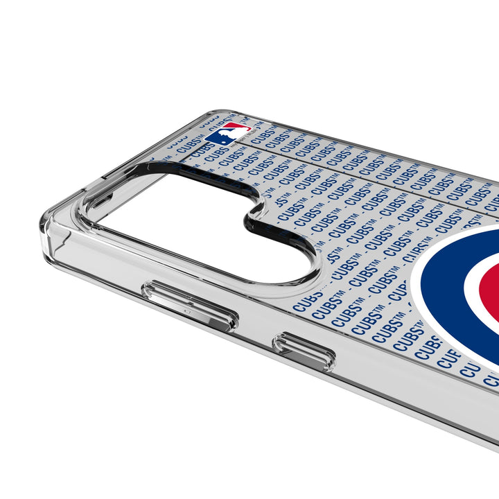 Chicago Cubs Text Backdrop Clear Phone Case for Samsung Galaxy Phone Cases Keyscaper