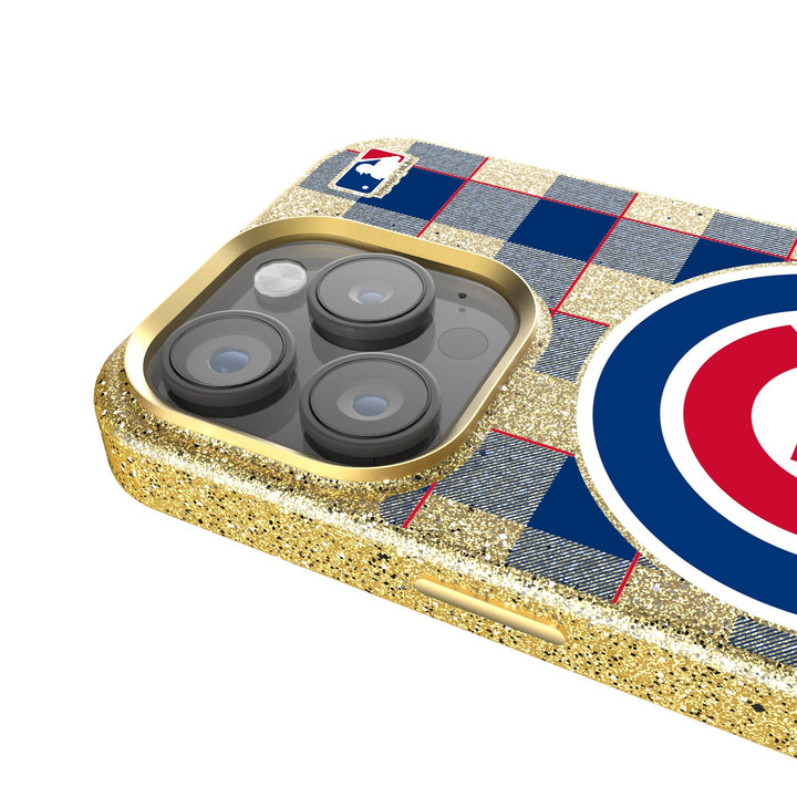 Chicago Cubs Plaid Bling Phone Case Phone Cases Keyscaper
