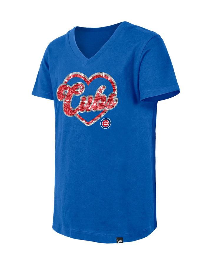 Chicago Cubs Girls Heart Script Royal Youth Tee by New Era Kids T-Shirt NEW ERA CAP COMPANY INC
