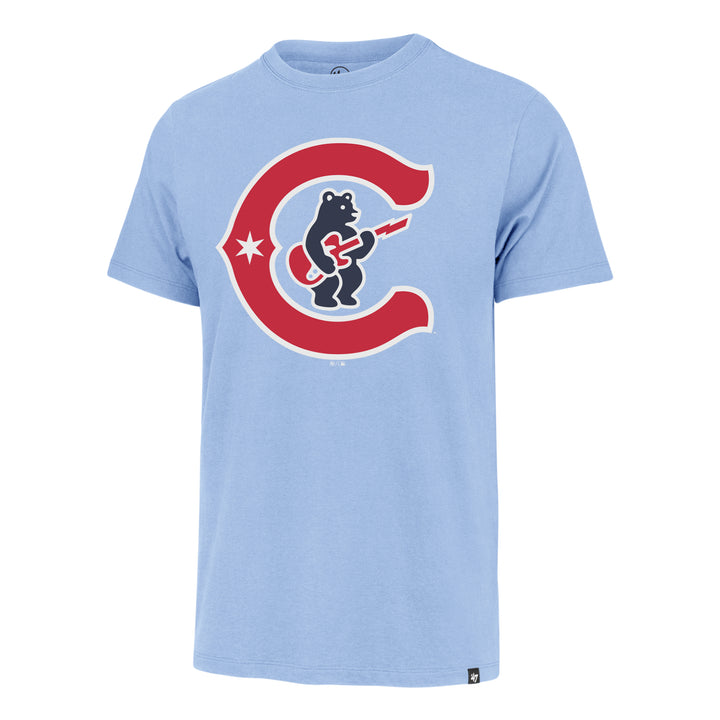 Chicago Cubs Blues Alt C Bear Light Blue Franklin Unisex Tee by '47 Brand Short Sleeve Tees '47 BRAND