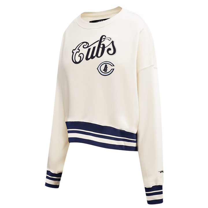 Chicago Cubs 1929 Logo Women's Cream Crewneck by Pro Standard Sweatshirts & Hoodies PRO STANDARD