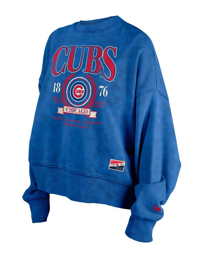 Chicago Cubs Logo Throwback Royal Women's Crew Sweatshirt by New Era Sweatshirts & Hoodies NEW ERA CAP COMPANY INC