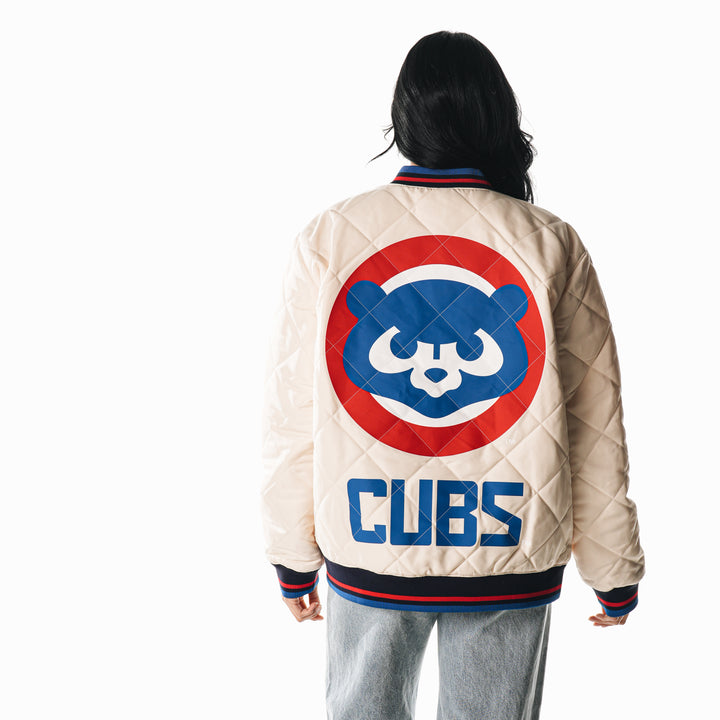 Chicago Cubs 1984 Women's Oversized Quilted Puffer Jacket by The Wild Collective Jackets & Outerwear THE WILD COLLECTIVE
