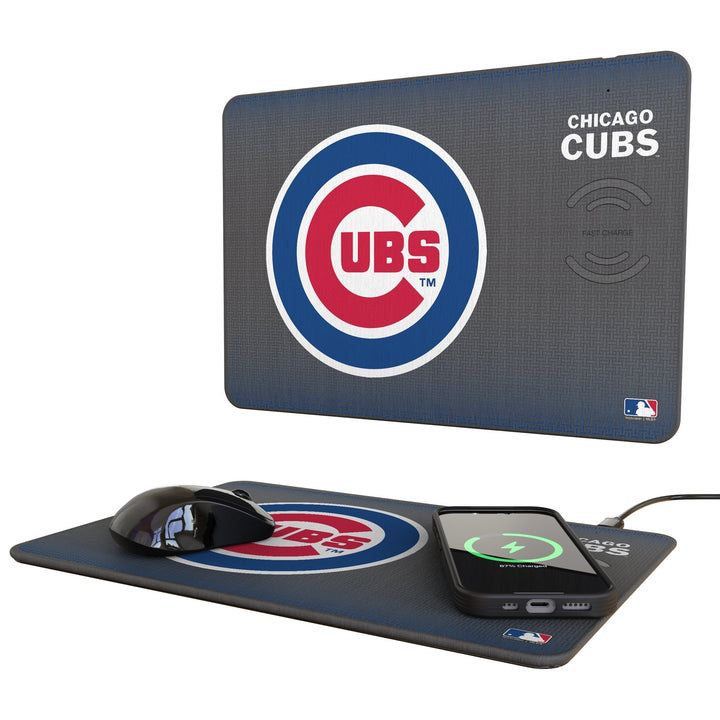 Chicago Cubs Linen 15-Watt Wireless Charger and Mouse Pad Office Products Keyscaper