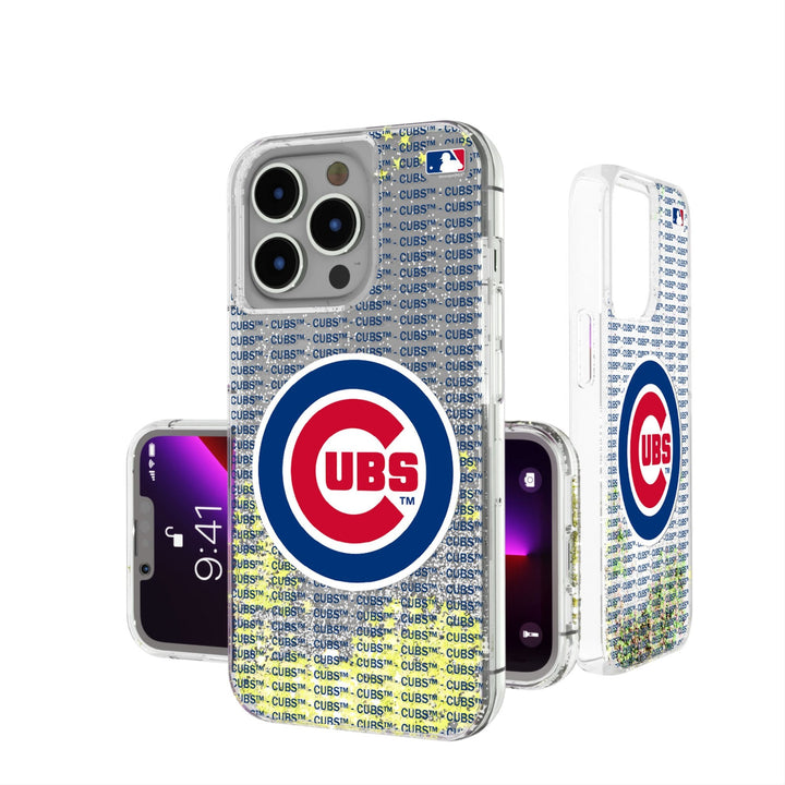 Chicago Cubs Text Backdrop Glitter Phone Case Phone Cases Keyscaper