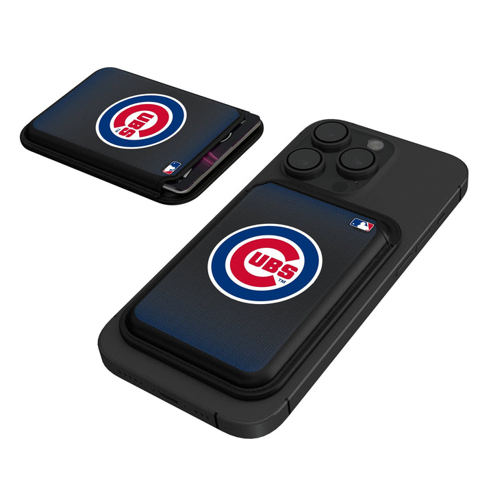 Chicago Cubs Linen Black Magnetic Credit Card Wallet Mobile Accessories Keyscaper