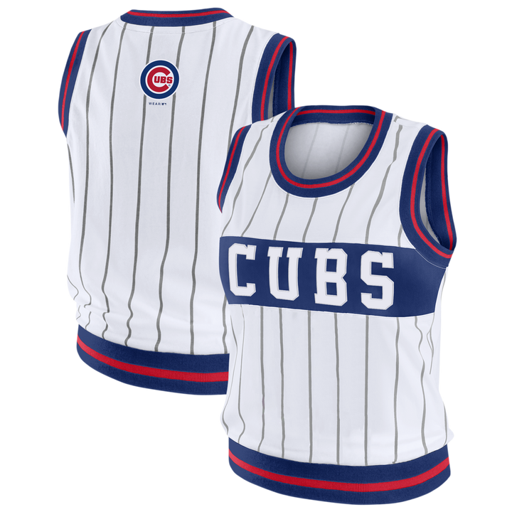 Chicago Cubs Women's Sporty White Tank by Wear by Erin Andrews TANK TOPS WEAR ERIN ANDREWS