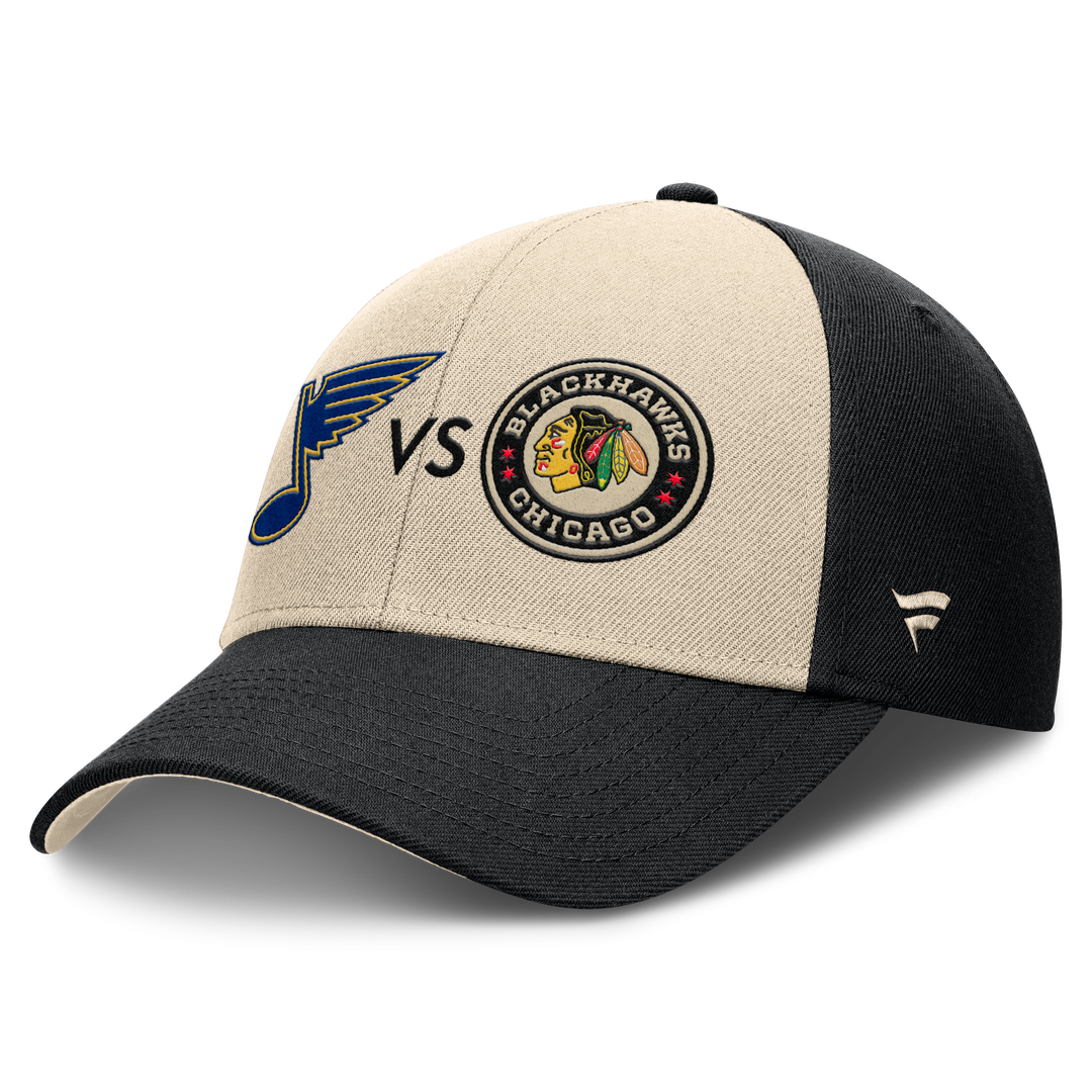 St. Louis Blues vs. Chicago Blackhawks Fanatics 2025 NHL Winter Classic Matchup Adjustable Hat Caps FANATICS