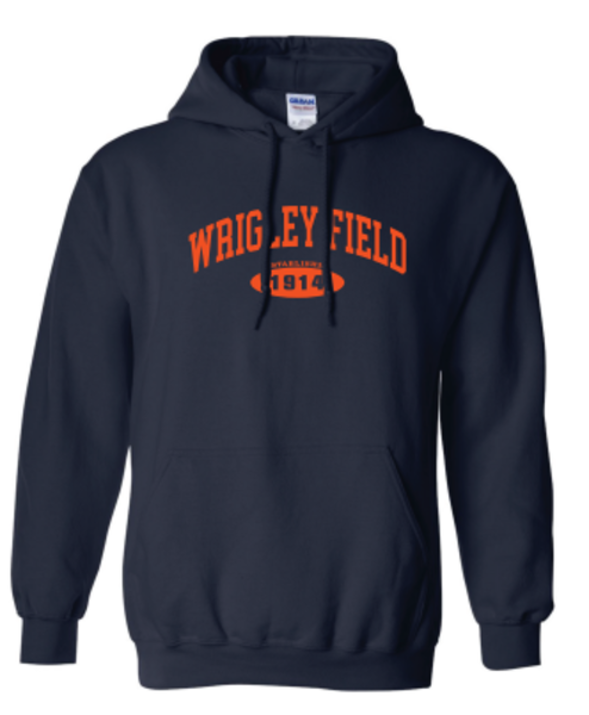 Wrigley Field Navy and Orange 1914 Hoodie Sweatshirt Sweatshirts & Hoodies ART FLO SHIRT & LETTERING