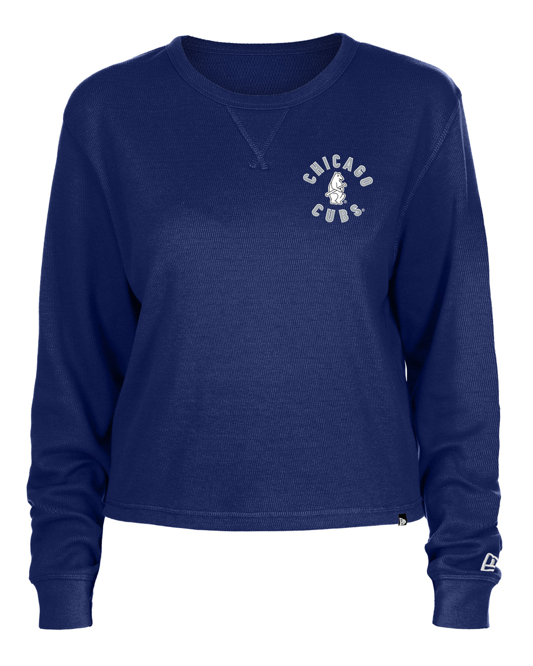 Chicago Cubs New Era Women's 1914 Logo Navy Henley Tee Long Sleeve Tees NEW ERA CAP COMPANY INC