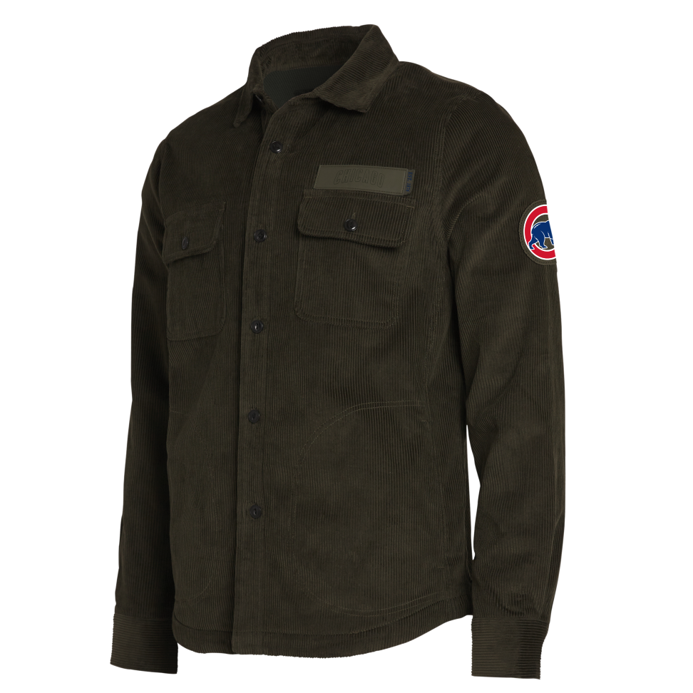 Chicago Cubs Walking Bear Men's Black Corduroy Shacket by Darius Rucker Jackets & Outerwear DARIUS RUCKER