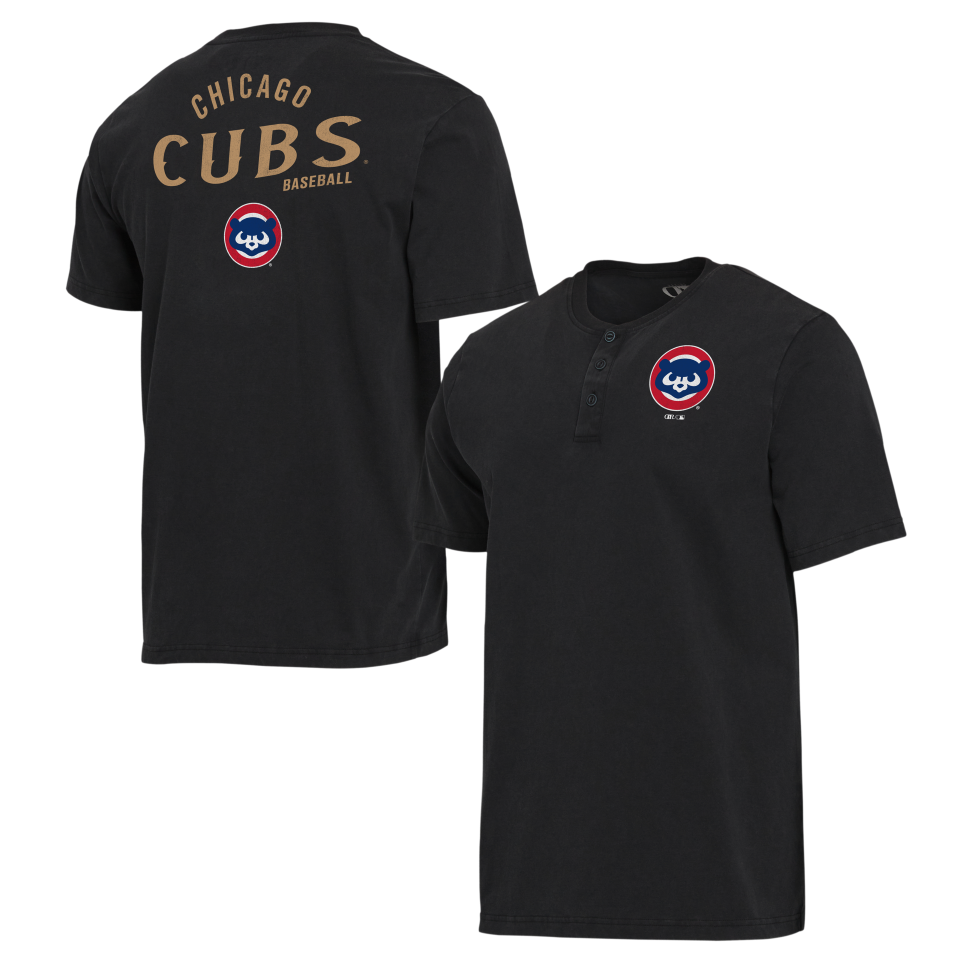 Chicago Cubs 1984 Bear Men's Black Henley Tee by Darius Rucker Short Sleeve Tees DARIUS RUCKER