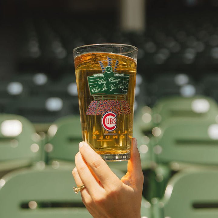 Chicago Cubs x Alice &amp; Wonder Scoreboard Pint Glass Drinkware LOGO BRANDS