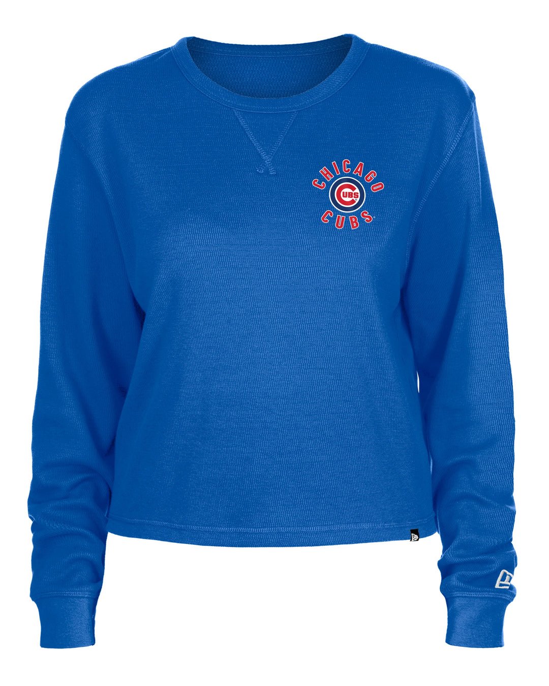 Chicago Cubs Logo Chest Mesh Cropped Long Sleeve Women&