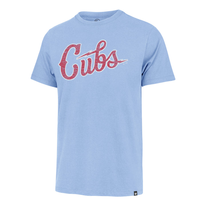 Chicago Cubs Blues Alt Script Backer Light Blue Unisex Tee by '47 Brand Short Sleeve Tees '47 BRAND