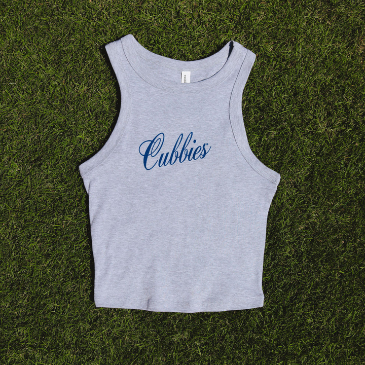 Chicago Cubs x Alice &amp; Wonder Cubbies Script Baby Tank — Gray Shirts SOFT AS A GRAPE