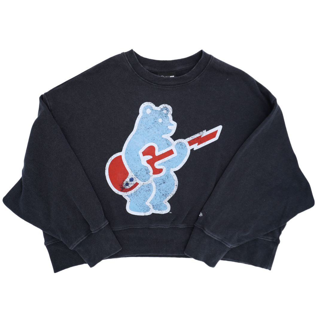 Chicago Cubs Blues Bear Women's Navy Washed Crewneck by New Era Sweatshirts & Hoodies NEW ERA CAP COMPANY INC