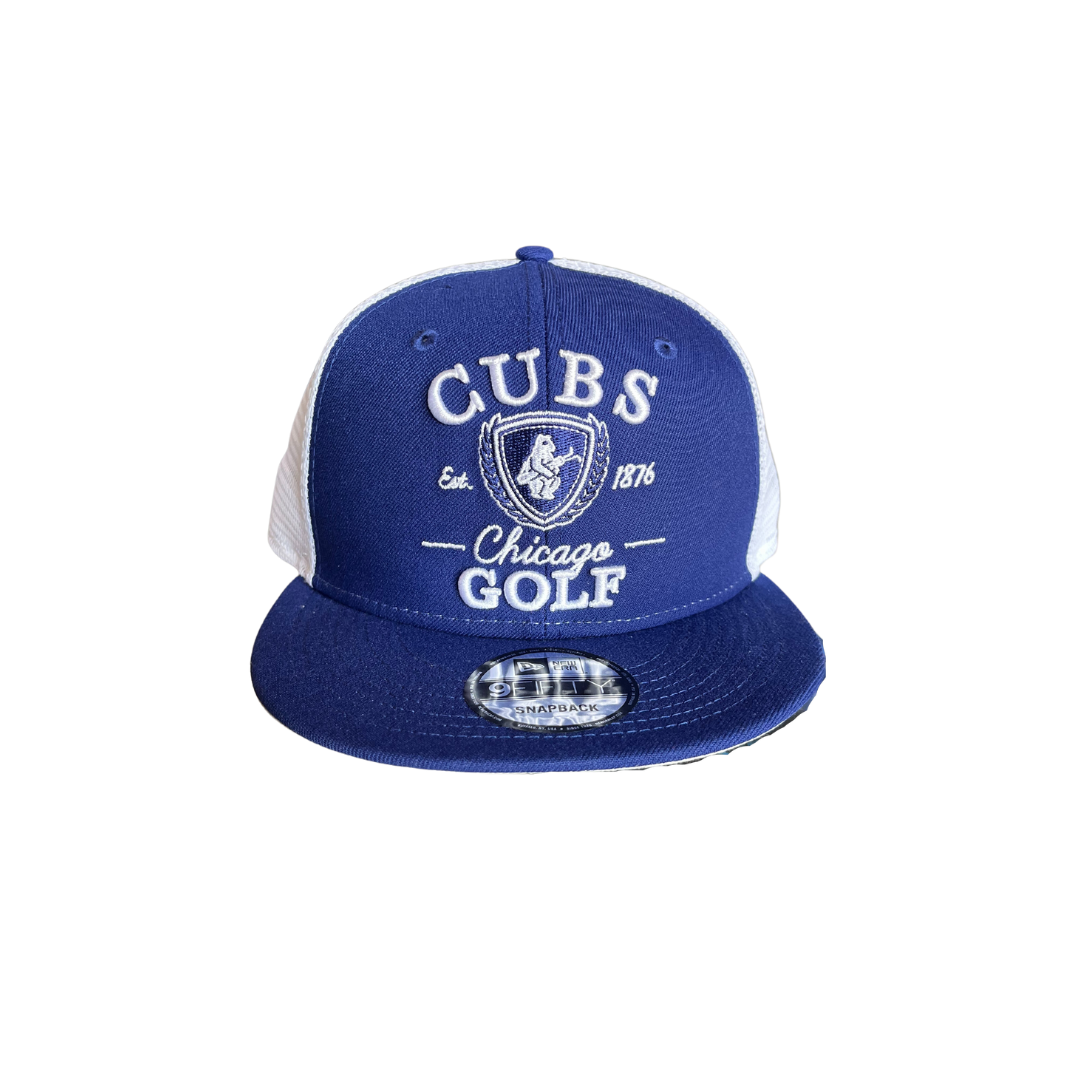 CHICAGO CUBS NEW ERA 1914 GOLF WHITE AND BLUE SNAPBACK CAP