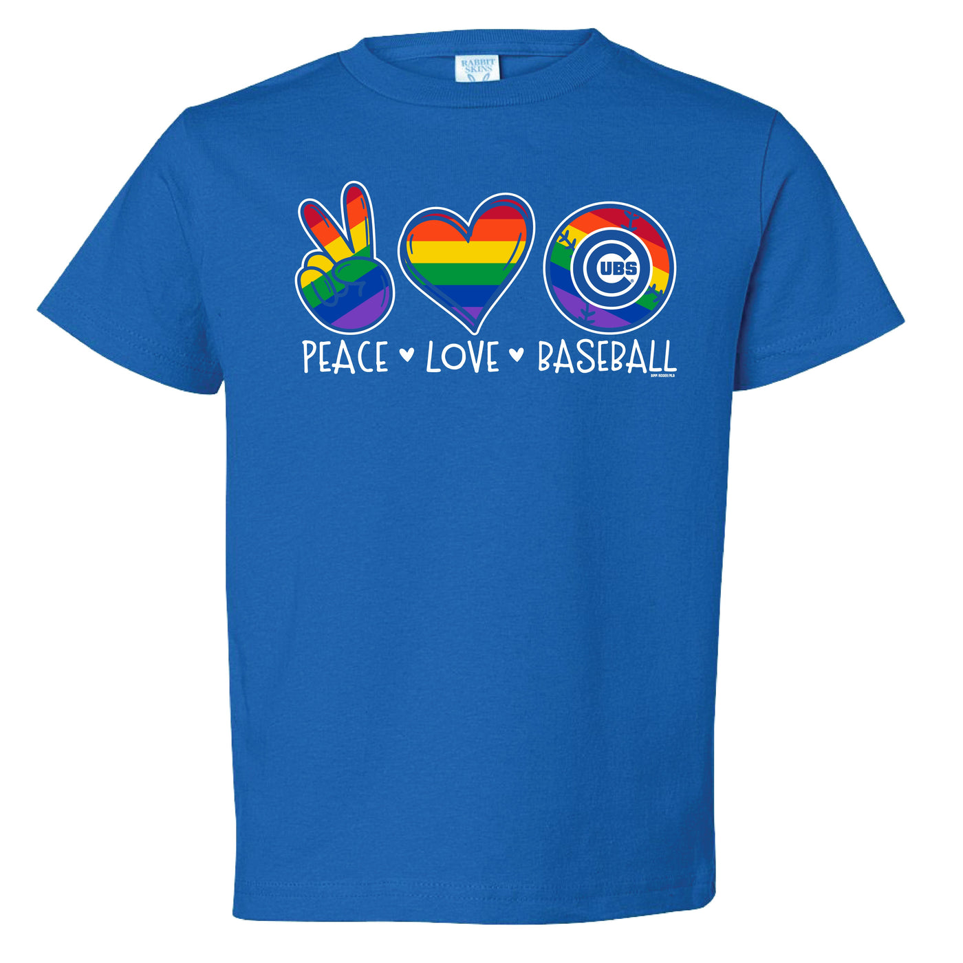 CHICAGO CUBS BIMM RIDDER YOUTH PEACE LOVE PRIDE BLUE TEE