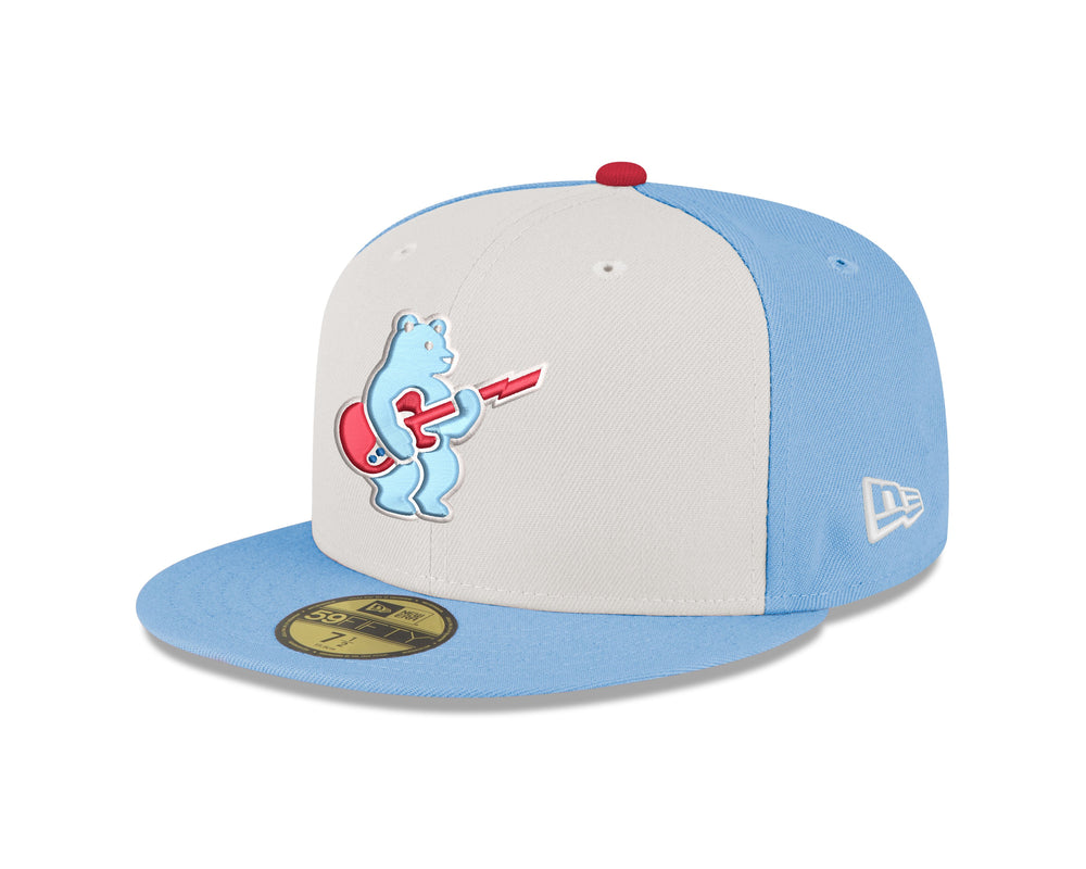 Chicago Cubs Blues Alt Bear 59FIFTY Chrome Red Cap by New Era Caps New Era