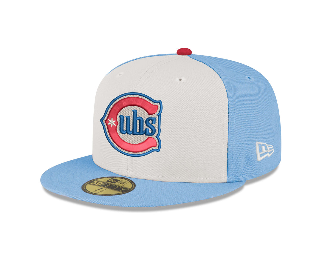 Chicago Cubs Blues Alt Bear 59FIFTY Chrome Red Cap by New Era Caps New Era