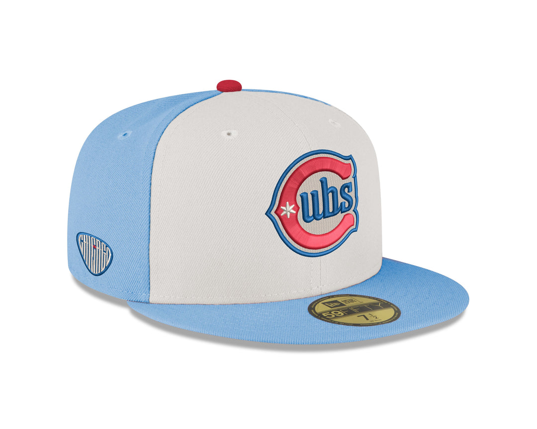 Chicago Cubs Blues Alt Bear 59FIFTY Chrome Red Cap by New Era Caps New Era