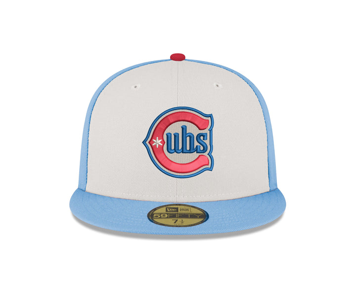 Chicago Cubs Blues Alt Bear 59FIFTY Chrome Red Cap by New Era Caps New Era