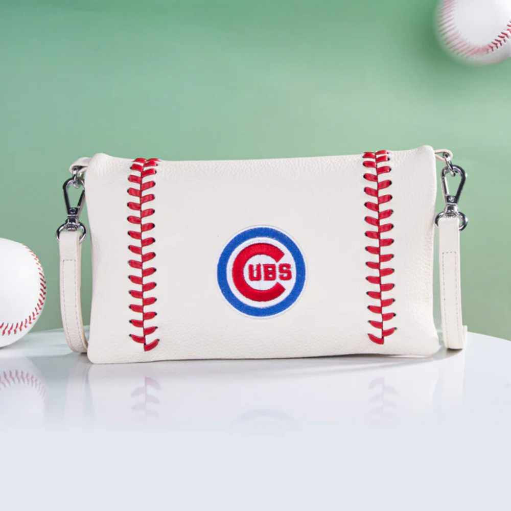 Chicago Cubs Embossed Logo Synthetic Leather Crossbody Clutch Bag Bags & Backpacks Montana West