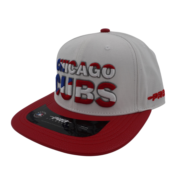 Chicago Cubs Puerto Rico Flag Leather Adjustable Cap by Pro Standard PRO STANDARD
