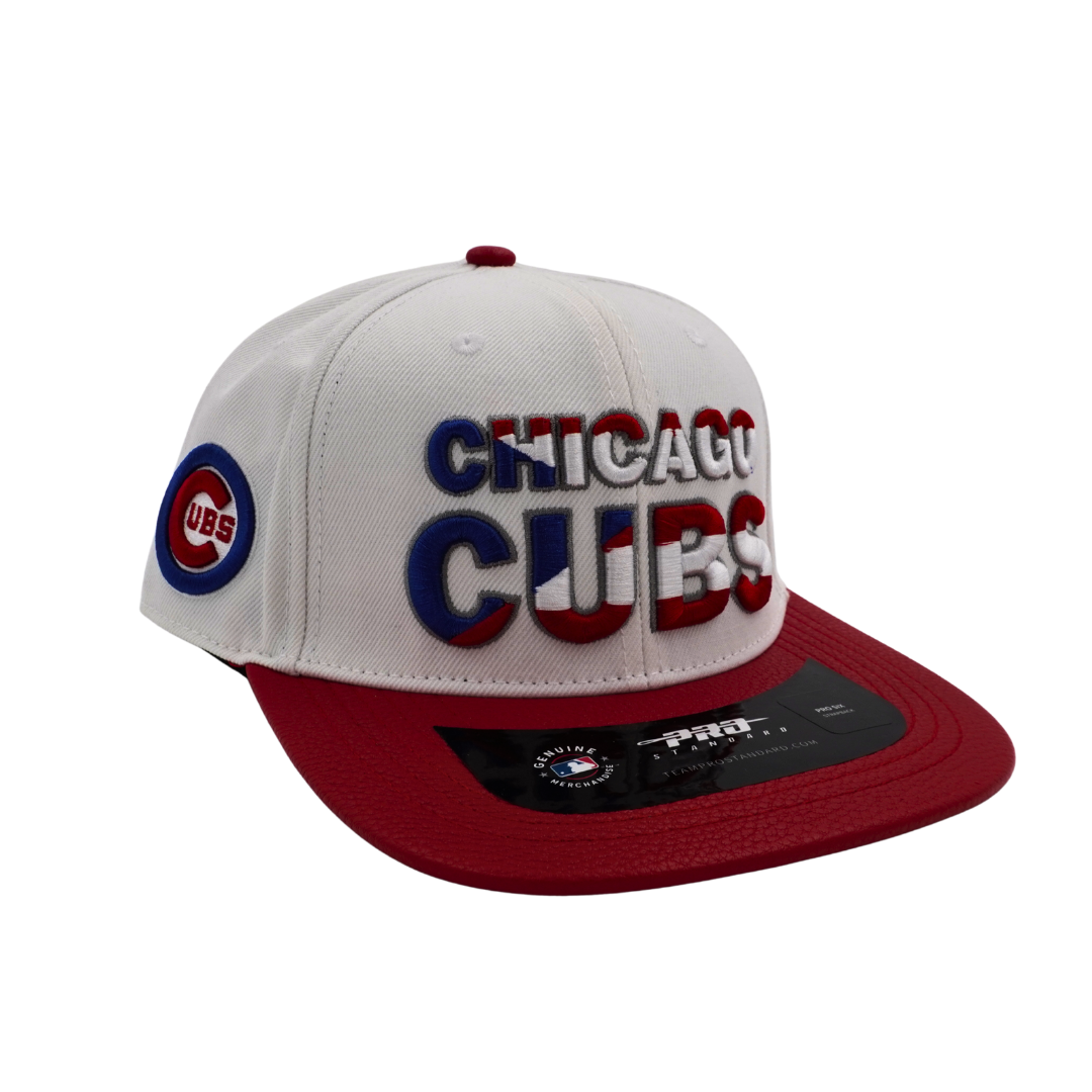 Chicago Cubs Puerto Rico Flag Leather Adjustable Cap by Pro Standard PRO STANDARD