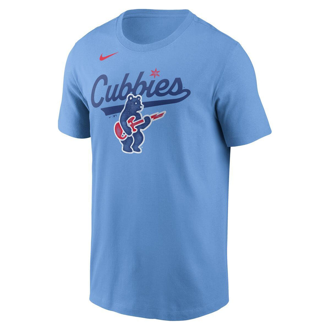 Chicago Cubs Rock Bear Light Blue Tee by Nike Shirts NIKE USA