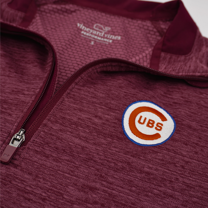 CHICAGO CUBS VINEYARD VINES MEN'S 1969 LOGO MAROON QUARTER ZIP Outerwear VINEYARD VINES