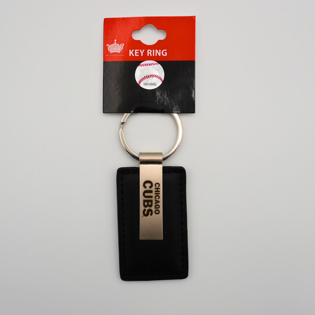 CHICAGO CUBS BLACK LEATHER KEYCHAIN