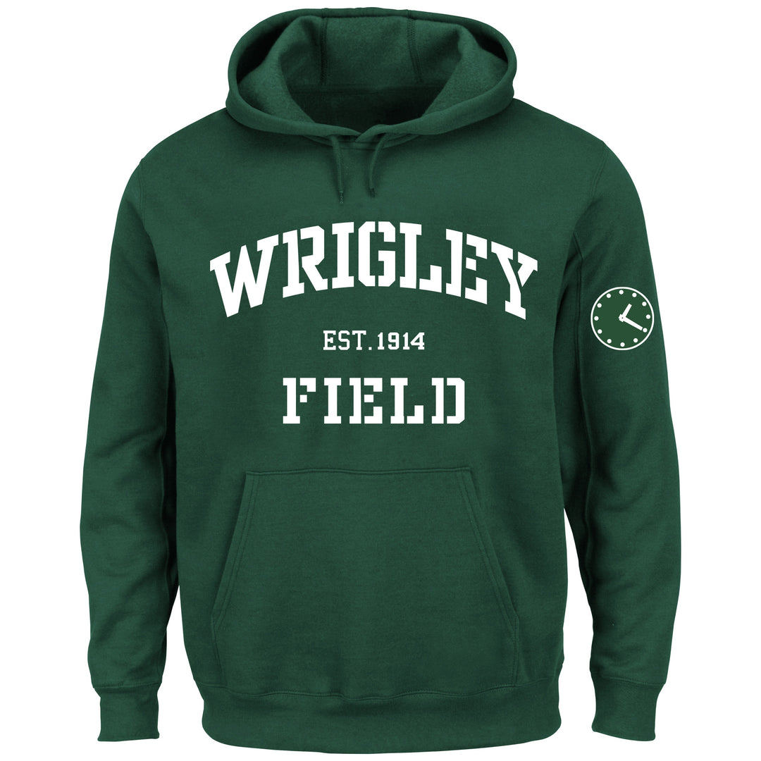 WRIGLEY FIELD BIG & TALL BLEACHER CLOCK LOGO GREEN HOODIE Sweatshirts & Hoodies PROFILE