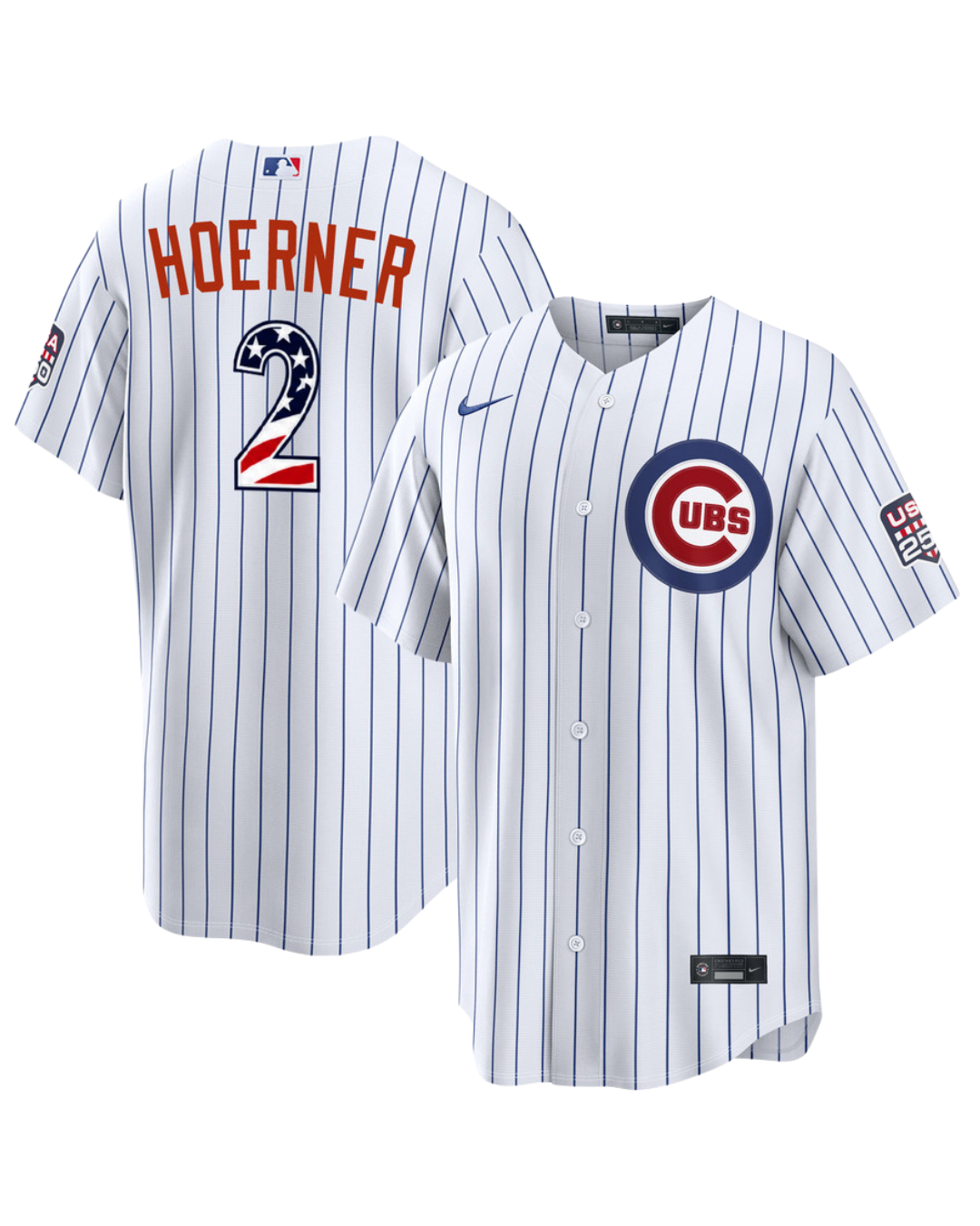 Chicago Cubs Nico Hoerner Home USA 250 Jersey by Nike50 NIKE USA
