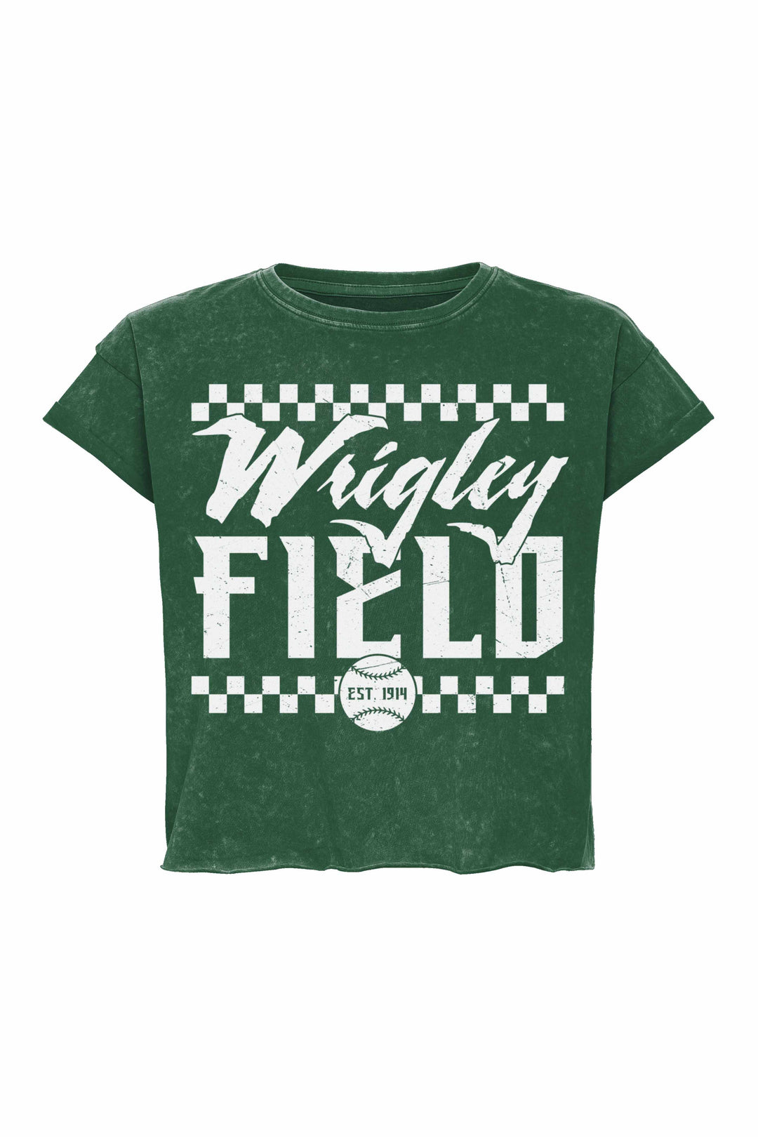 Wrigley Field Check Gwen Women's Crop Tee Green by Sportiqe SPORTIQE
