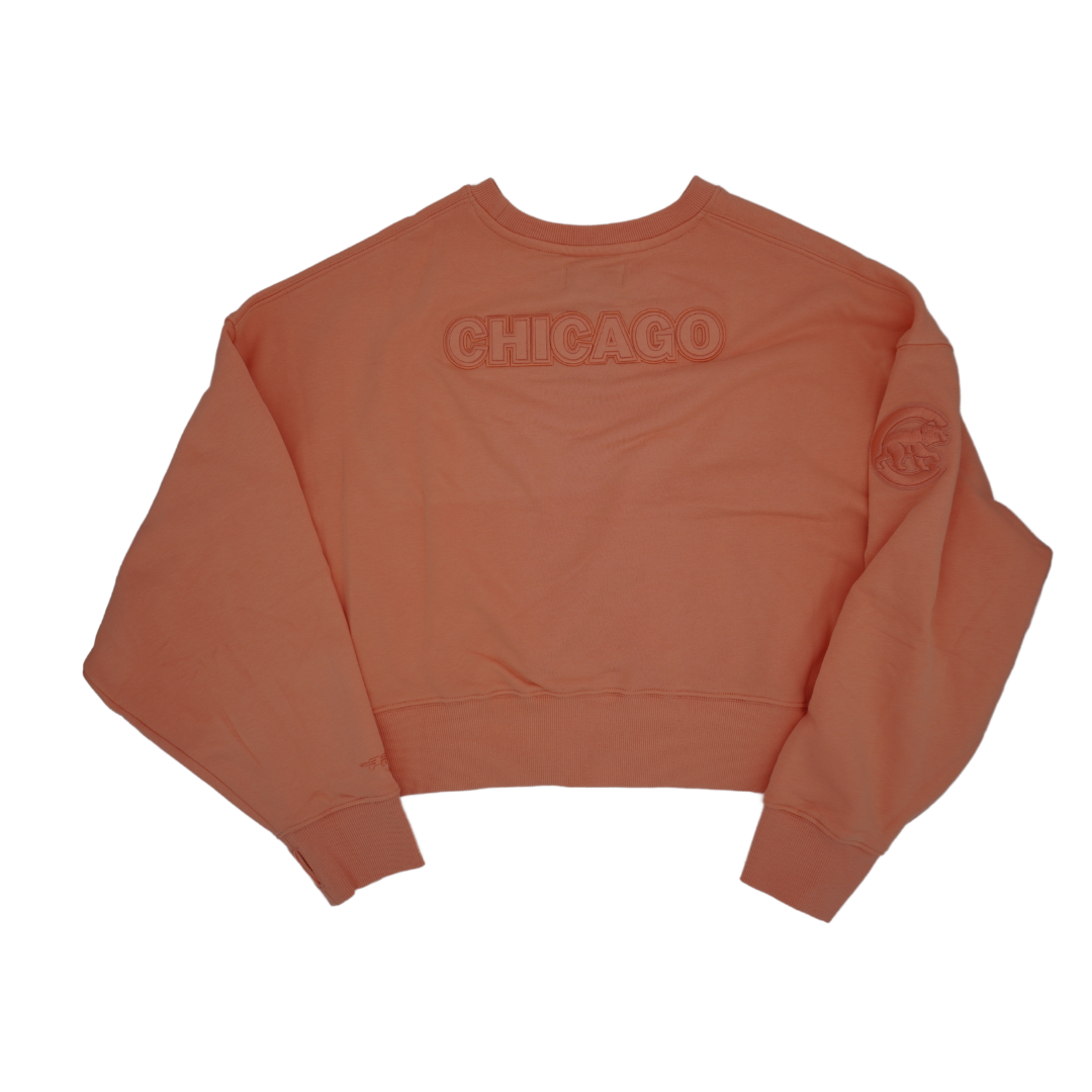 CHICAGO CUBS PRO STANDARD WOMEN'S CORAL CROP CREWNECK SWEATSHIRT Sweatshirts & Hoodies PRO STANDARD