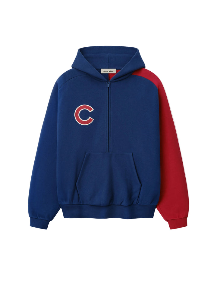 Chicago Cubs x Fear of God Raglan Half-Zip Hoodie in Royal/Red Sweatshirts &amp; Hoodies FEAR OF GOD