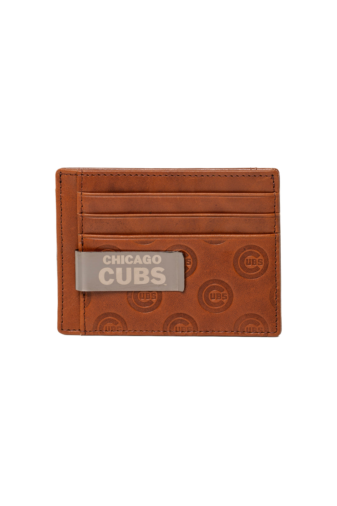 Chicago Cubs Lusso C Logo Cognac Leather Card Case Purses LUSSO