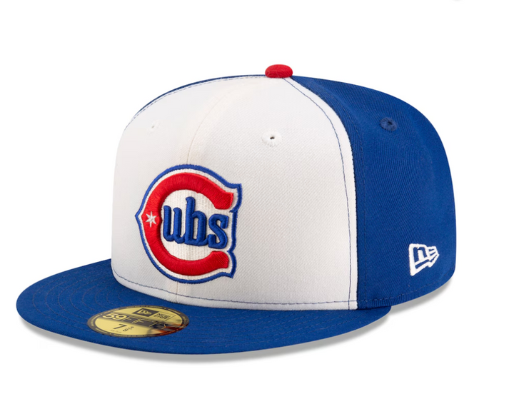 Chicago Cubs Blues Alternate 59FIFTY On-Field White & Royal Fitted Cap by New Era