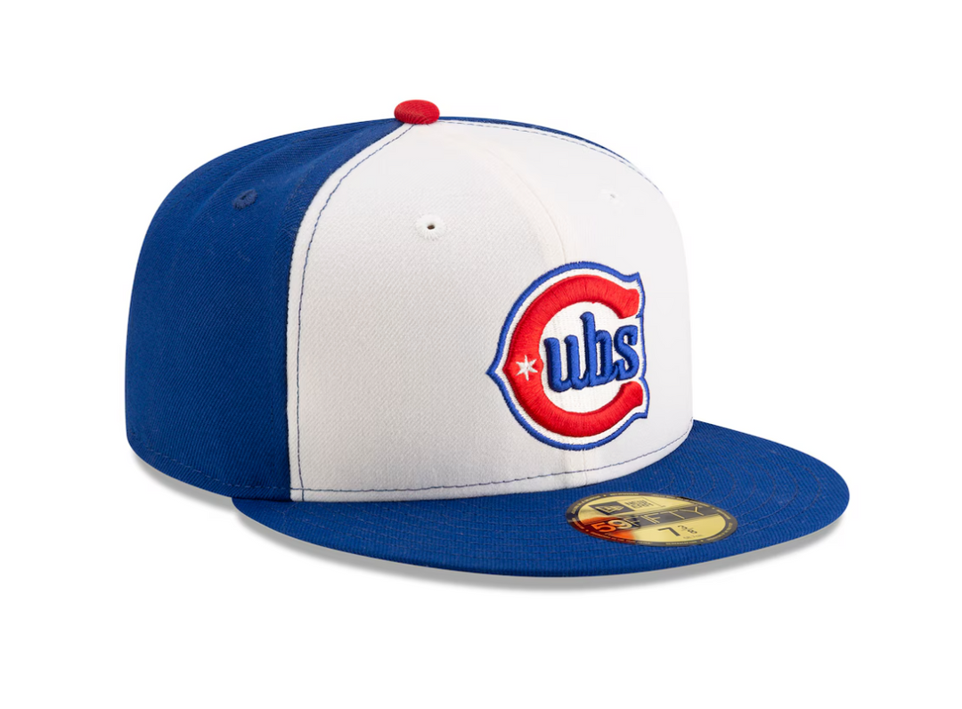 Chicago Cubs Blues Alternate 59FIFTY On-Field White & Royal Fitted Cap by New Era