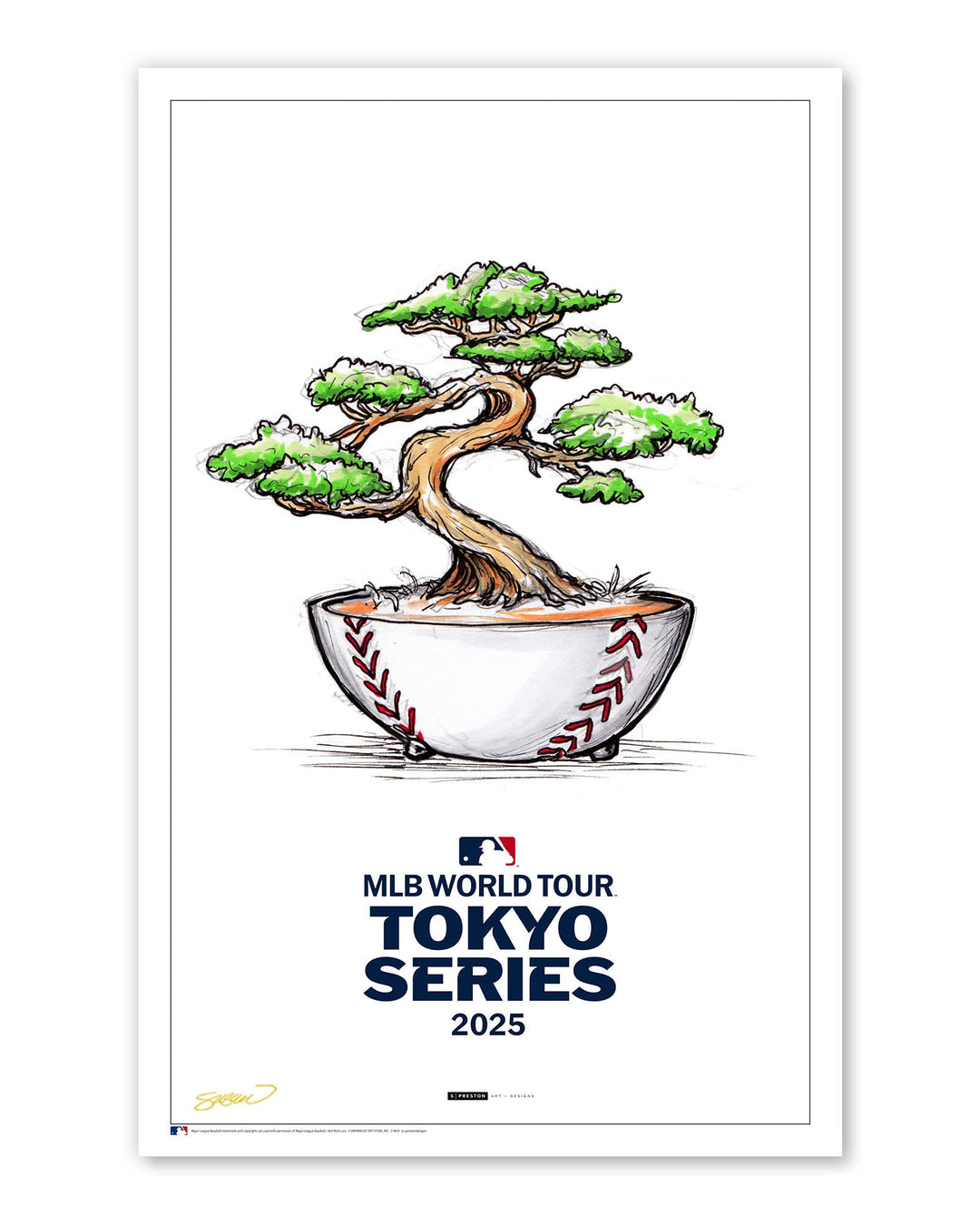 2025 MLB Tokyo Series Sketch Limited Edition Art Print Art Print S. Preston Art + Designs