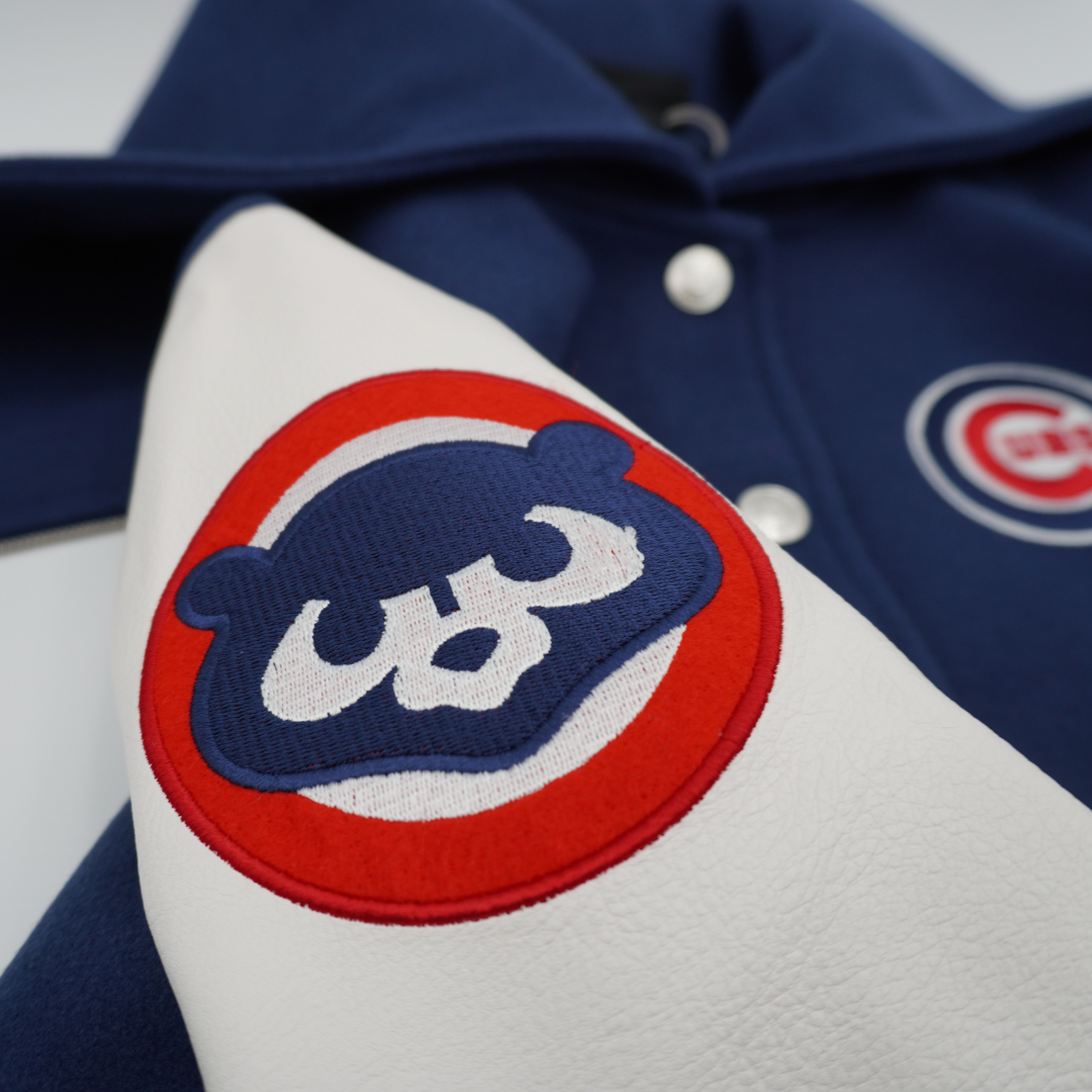 CHICAGO CUBS THE WILD COLLECTIVE WOMEN'S SAILOR VARSITY JACKET Jackets & Outerwear THE WILD COLLECTIVE