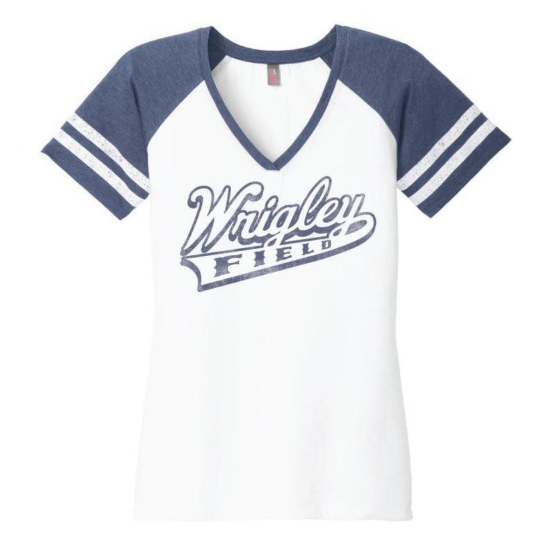 V-NECK SLEEVE STRIPE WOMEN'S WRIGLEY FIELD TEE - Ivy Shop