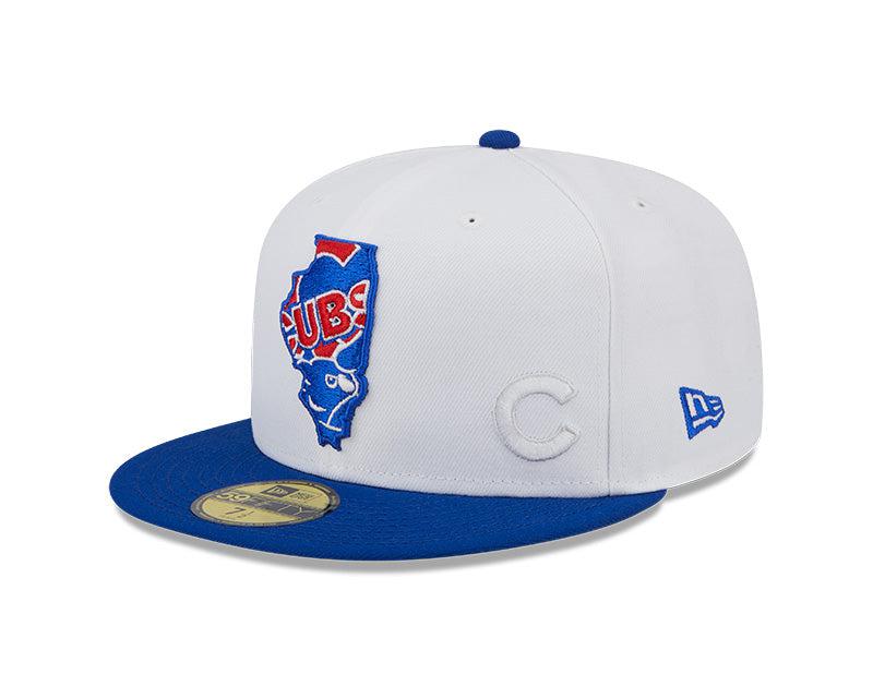 CHICAGO CUBS NEW ERA ILLINOIS WHITE AND ROYAL 59FIFTY FITTED CAP