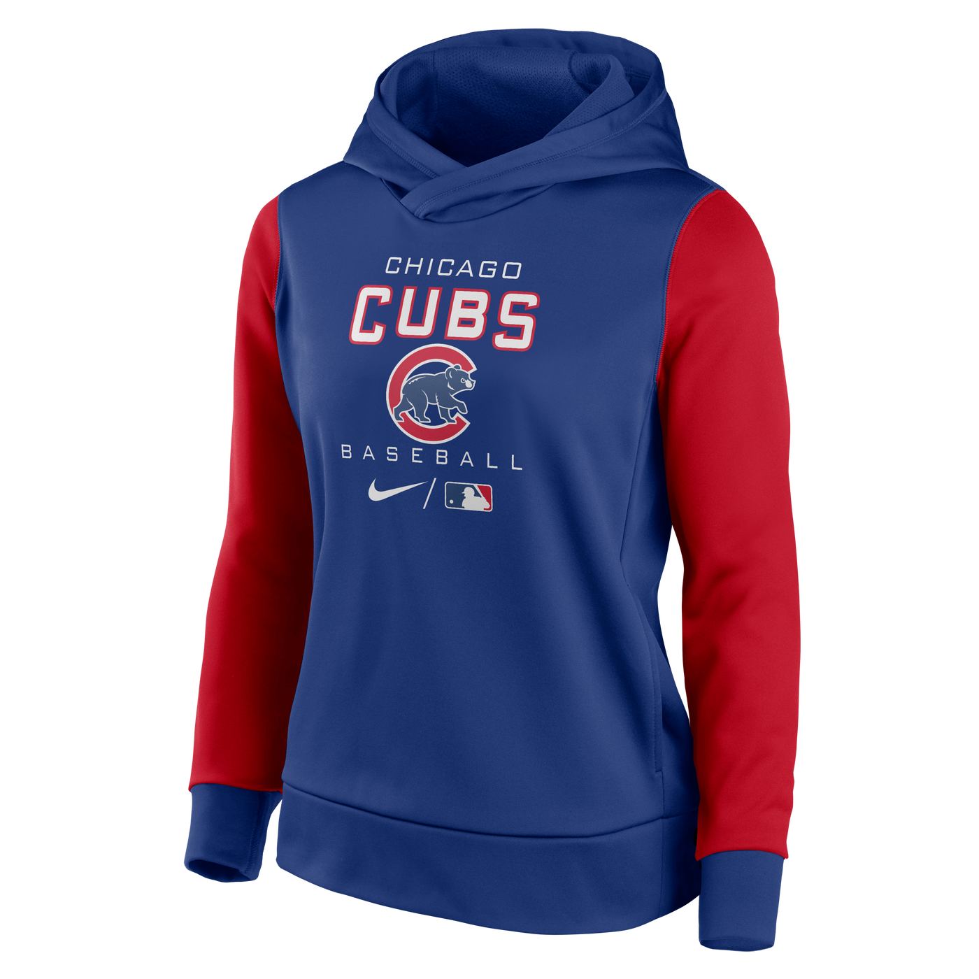 CHICAGO CUBS NIKE WOMEN'S RED AND BLUE FLEECE HOODIE